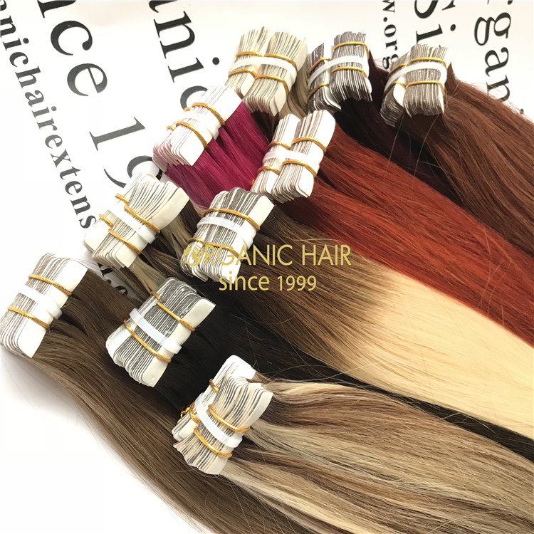 Human hair tape in hair extensions at wholesaler price C28